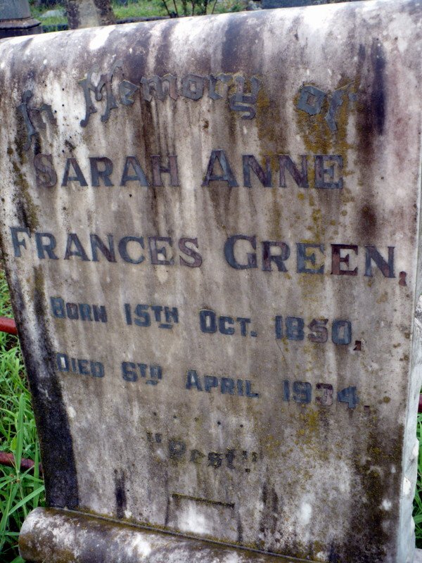 GREEN Sarah Anne Frances 1850-1934