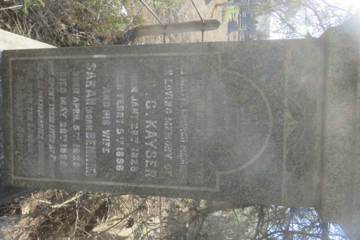 KAYSER F.G.G. 1828-1896 &amp; Sarah BENNIE 1828-1885