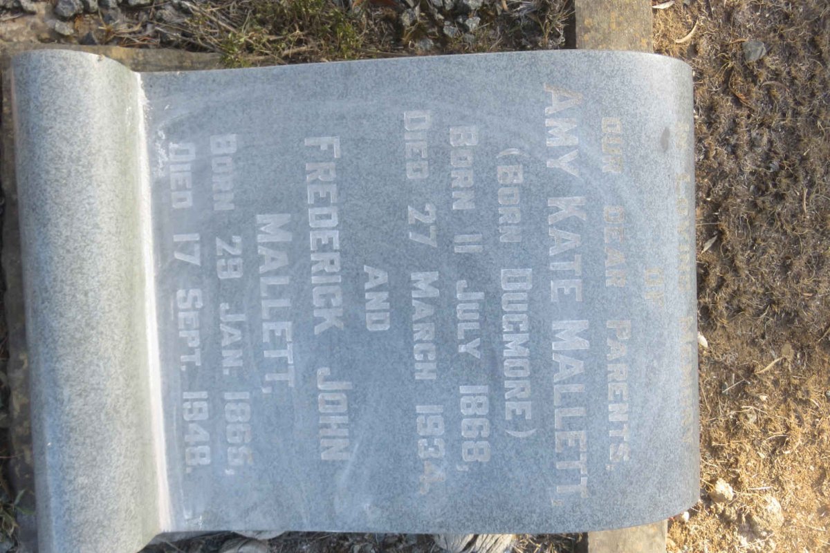 MALLETT Frederick John 1865-1946 &amp; Amy Kate DUGMORE 1868-1934