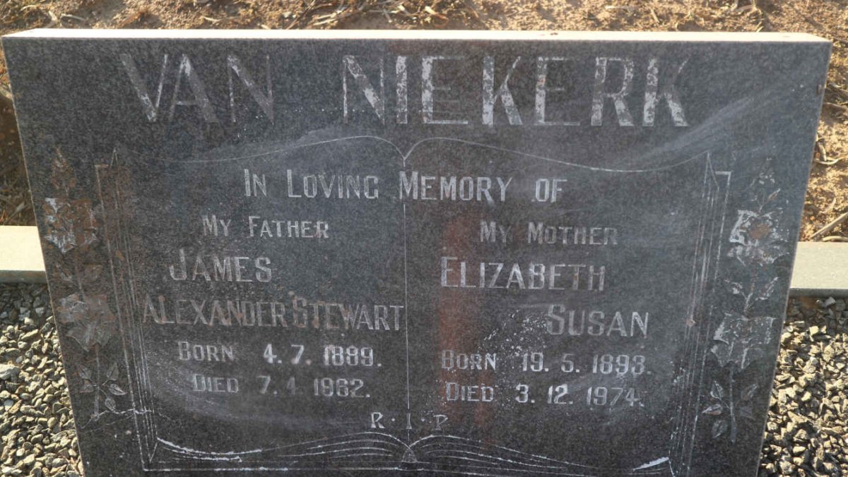 NIEKERK James Alexander Stewart, van 1889-1962 &amp; Elizabeth Susan 1893-1974