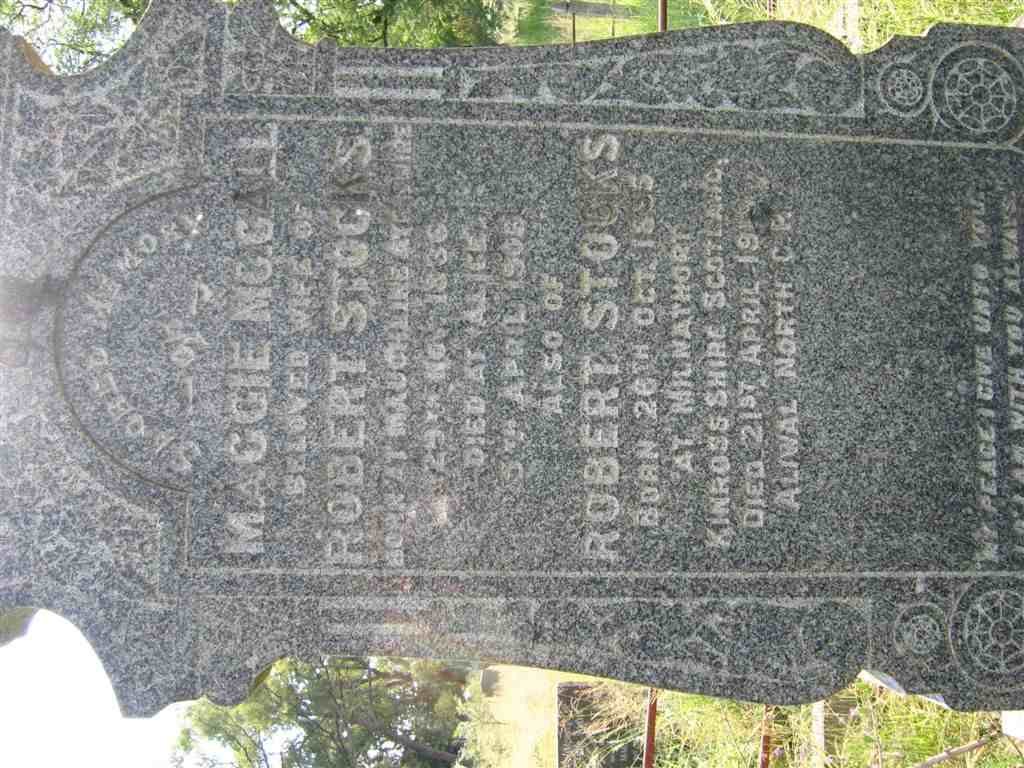 STOCKS Robert 1835-1919 &amp; Maggie MC CALL 1836-1908