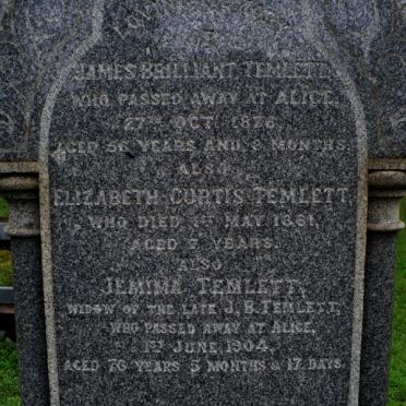 TEMLETT James Brilliant -1876 &amp; Jemima -1904 :: TEMLETT Elizabeth Curtis -1861