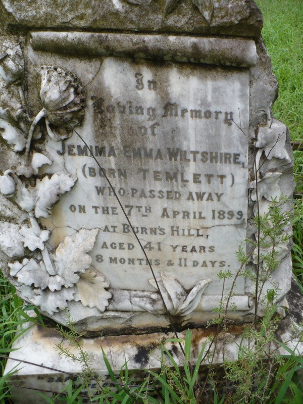 WILTSHIRE Jemima Emma nee TEMLETT -1899
