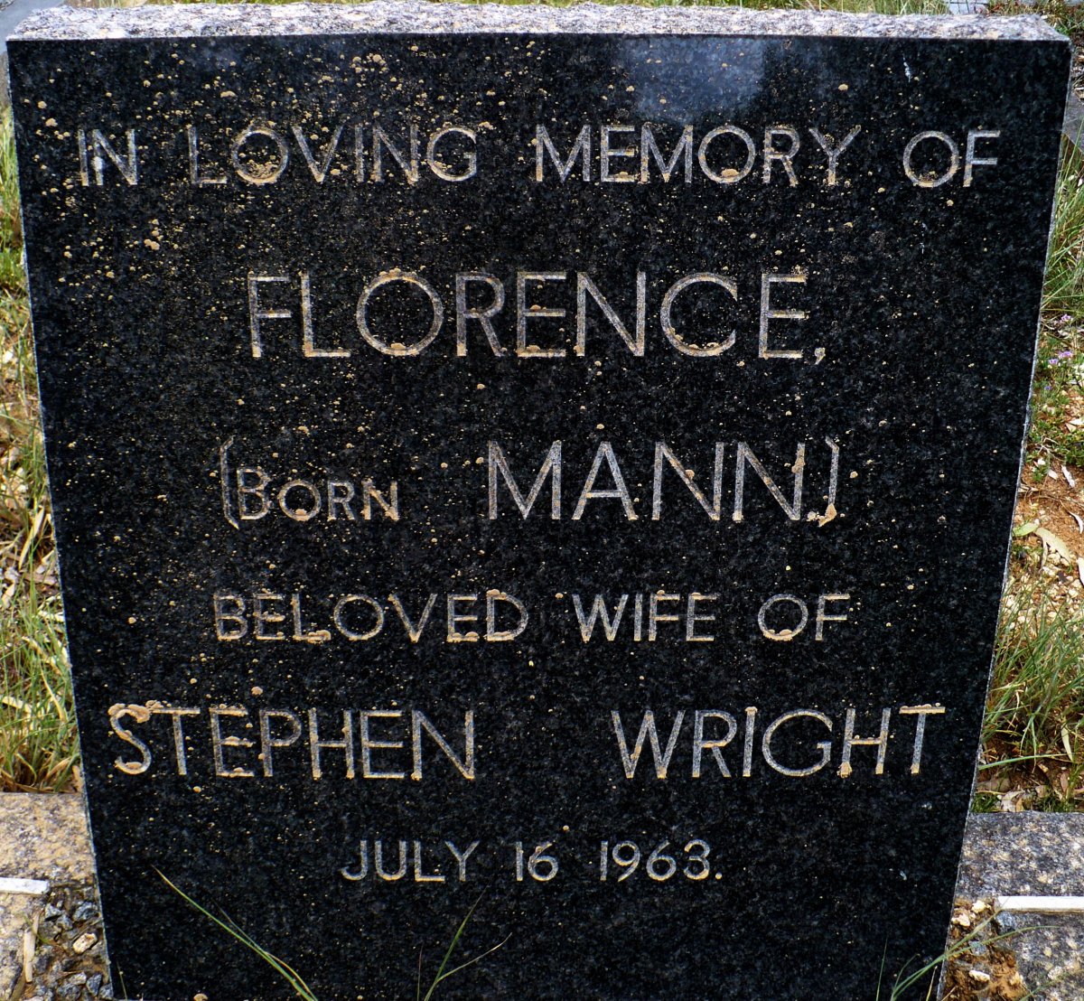 WRIGHT Florence nee MANN -1963
