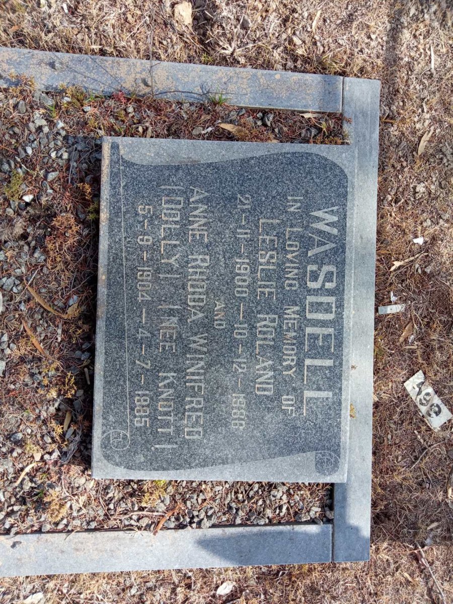 WASDELL Leslie Roland 1900-1986 &amp; Anne Rhoda Winifred KNOTT 1904-1985