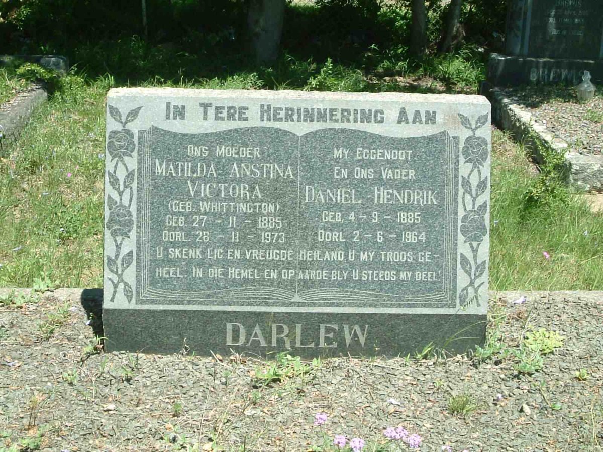 DARLEW Daniel Hendrik 1885-1964 &amp; Matilda Anstina Victora WHITTINGTON 1885-1973  