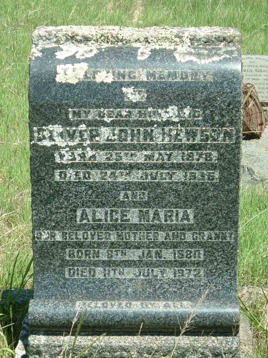 HEWSON Oliver John 1875-1935 &amp; Alice Maria 1880-1972