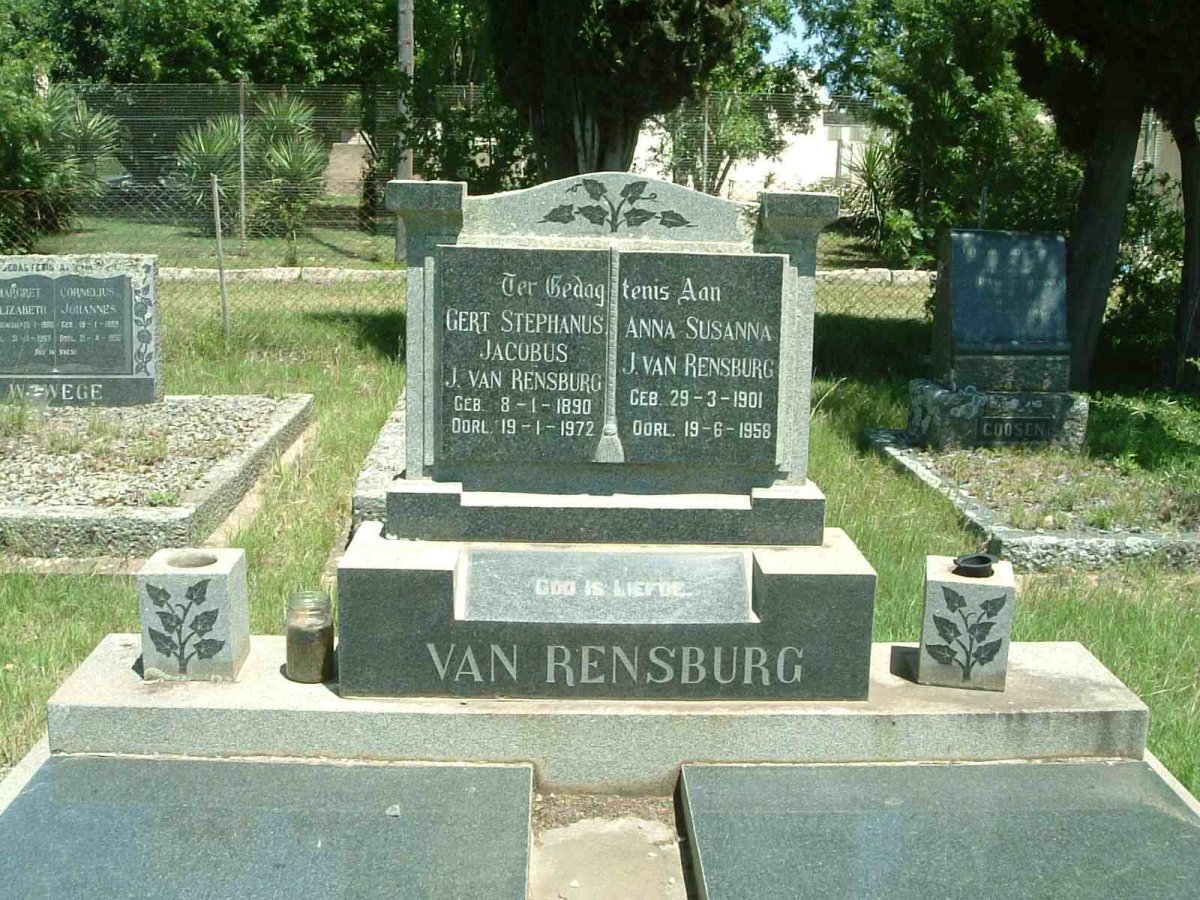 RENSBURG Gert Stephanus Jacobus, J. van 1890-1972 &amp; Anna Susanna 1901-1958