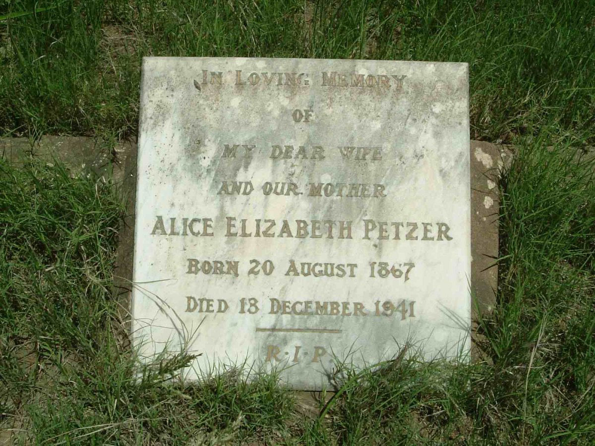 PETZER Alice Elizabeth 1867-1941