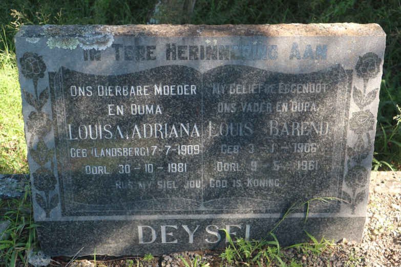 DEYSEL Louis Barend 1906-1961 &amp; Louisa Adriana 1909-1981