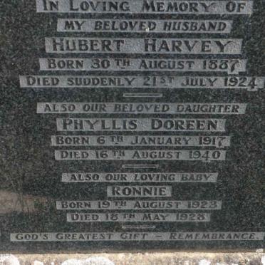HARVEY Hubert 1887-1924 &amp; Ella Maude -1946