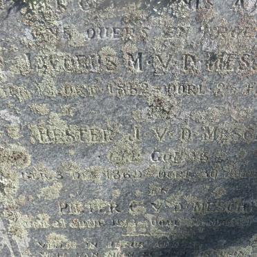 MESCHT Jacobus M., v.d. 1862-1944 &amp; Hester J. GOUWS 1869-1953 :: V.D. MESCHT Pieter C. 1913-1935