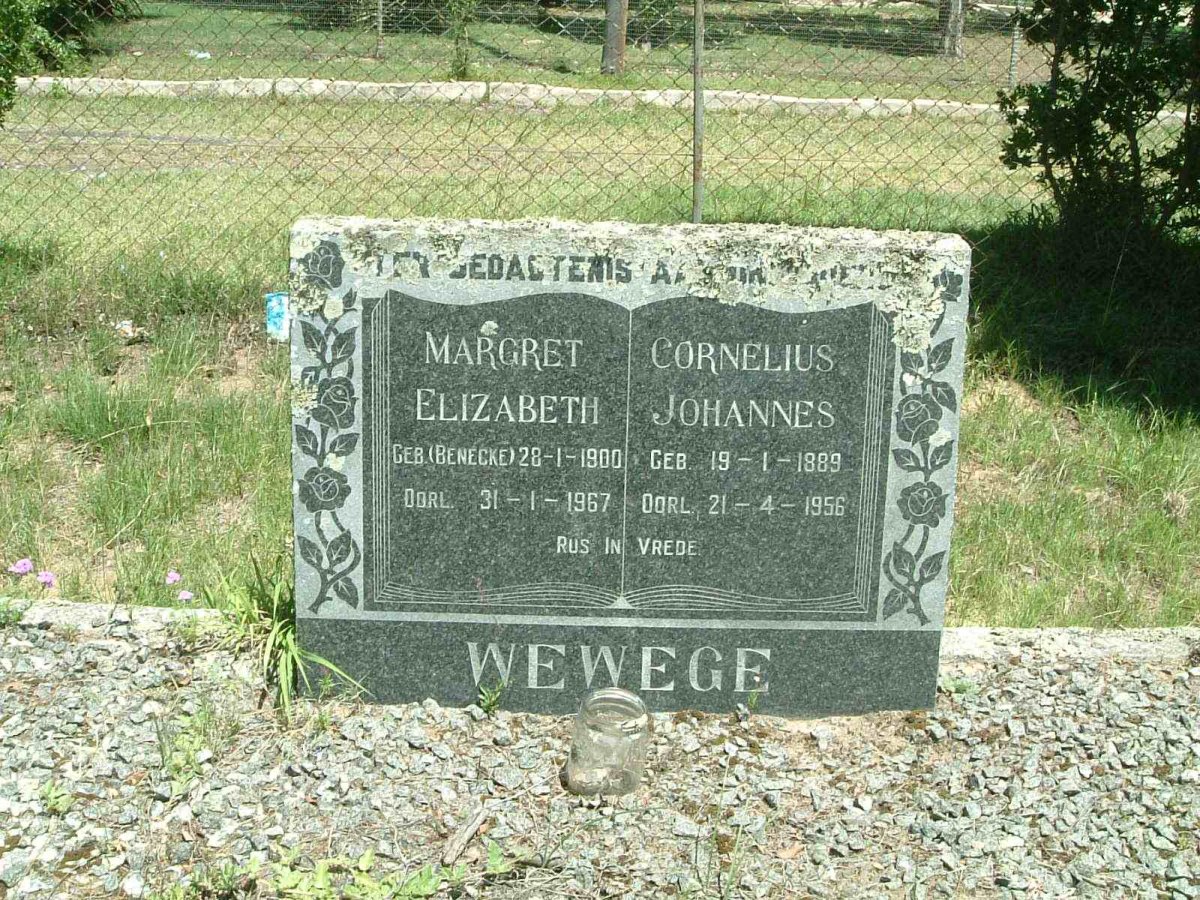 WEWEGE Cornelius Johannes 1889-1956 &amp; Margret Elizabeth BENECKE 1900-1967