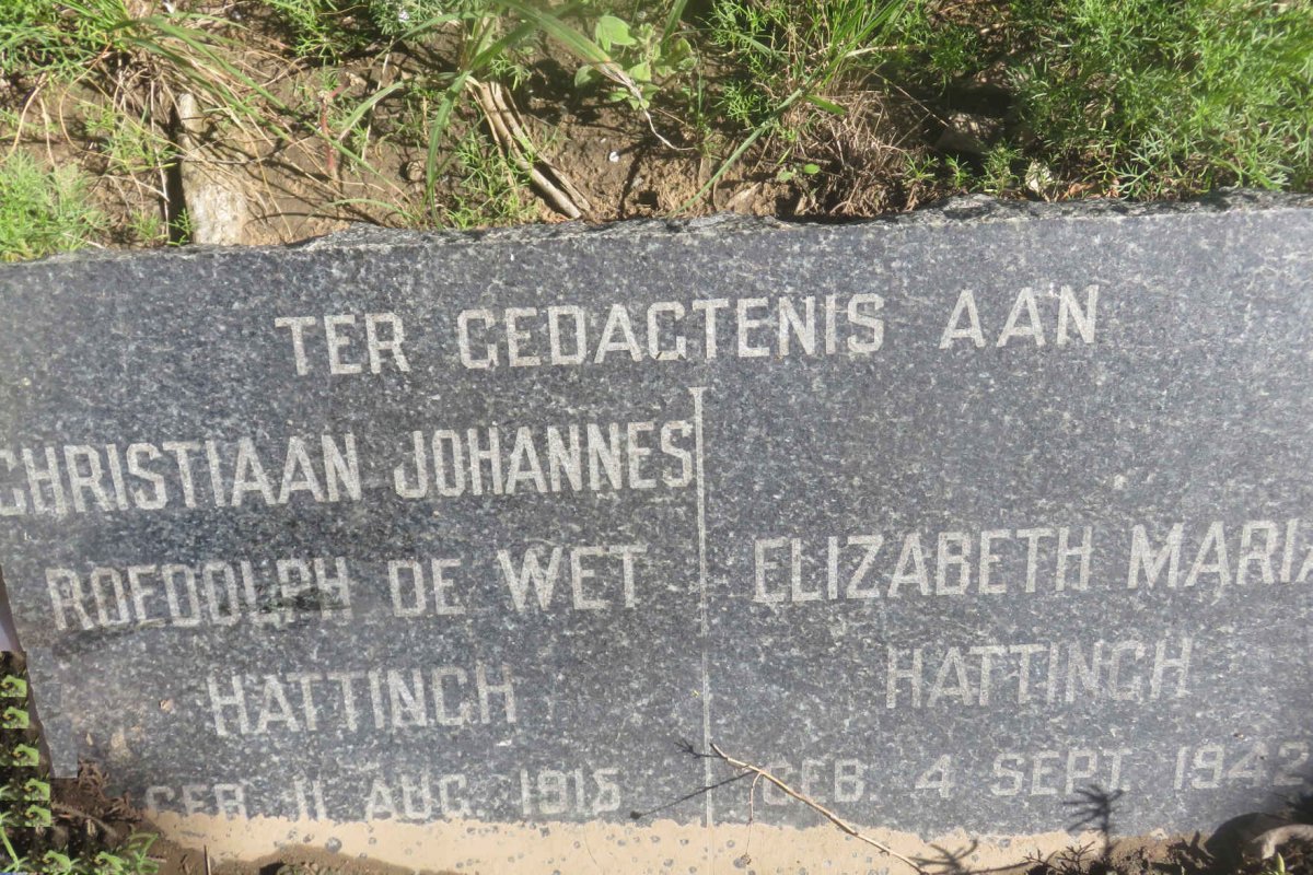 HATTINGH Christiaan Johannes Roedolph de Wet 1915- :: HATTINGH Elizabeth Maria 1942-