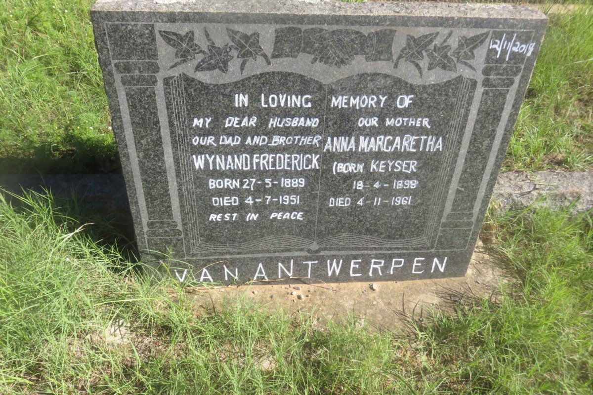 ANTWERPEN Wynand Frederick, van 1889-1951 &amp; Anna Margaretha KEYSER 1898-1961