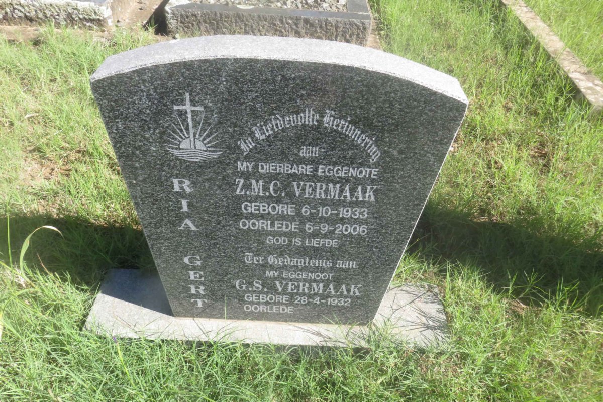 VERMAAK G.S. 1932- &amp; Z.M.C. 1933-2006