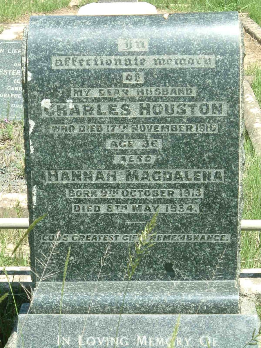 HOUSTON Charles -1916 :: HOUSTON Hannah Magdalena 1913-1934