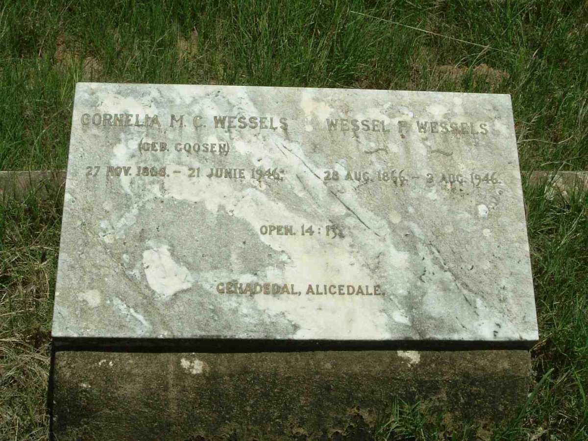 WESSELS Wessel P. 1866-1946 &amp; Cornelia M.C. GOOSEN 1868-1946