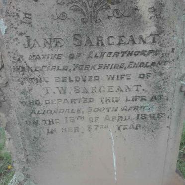 SARGEANT Jane -1885