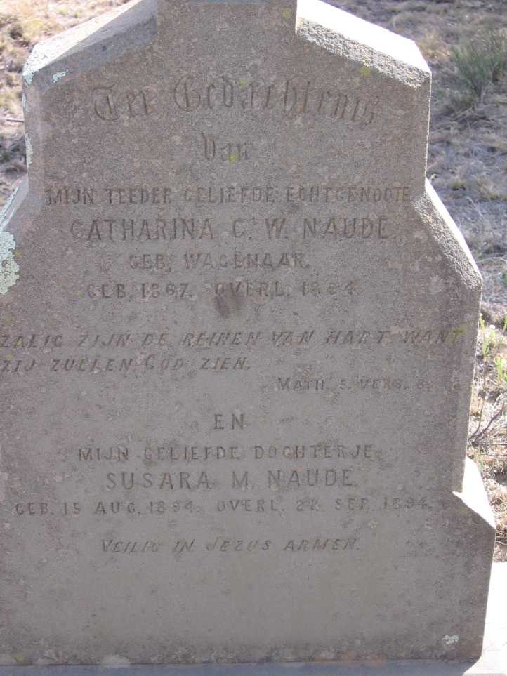 NAUDE Catharina C.W. nee WAGENAAR 1867-1894 :: NAUDE Susara M. 1894-1894