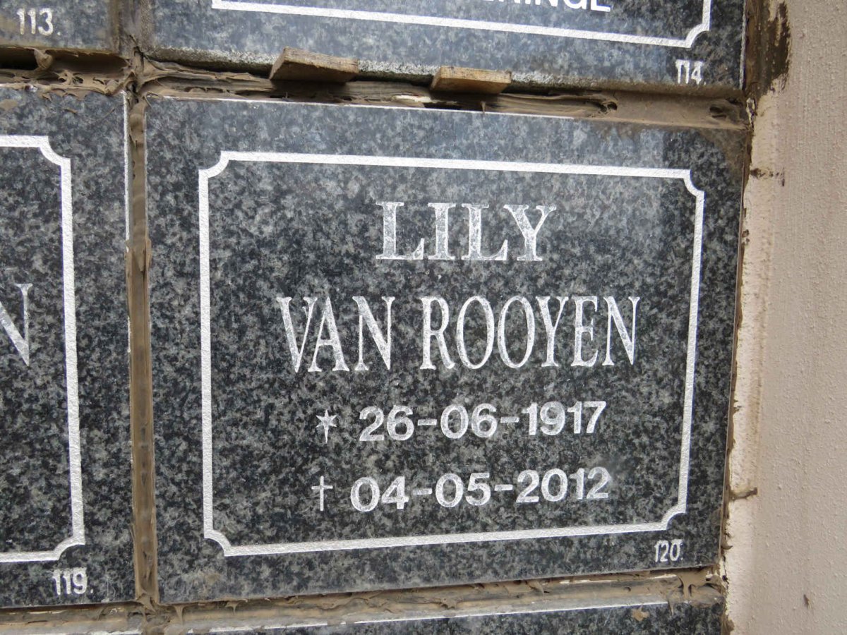 ROOYEN Lily, van 1917-2012