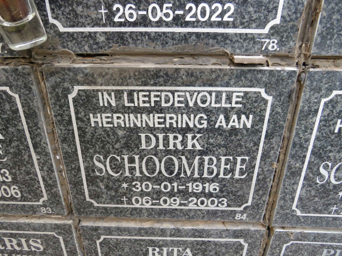 SCHOOMBEE Dirk 1916-2003
