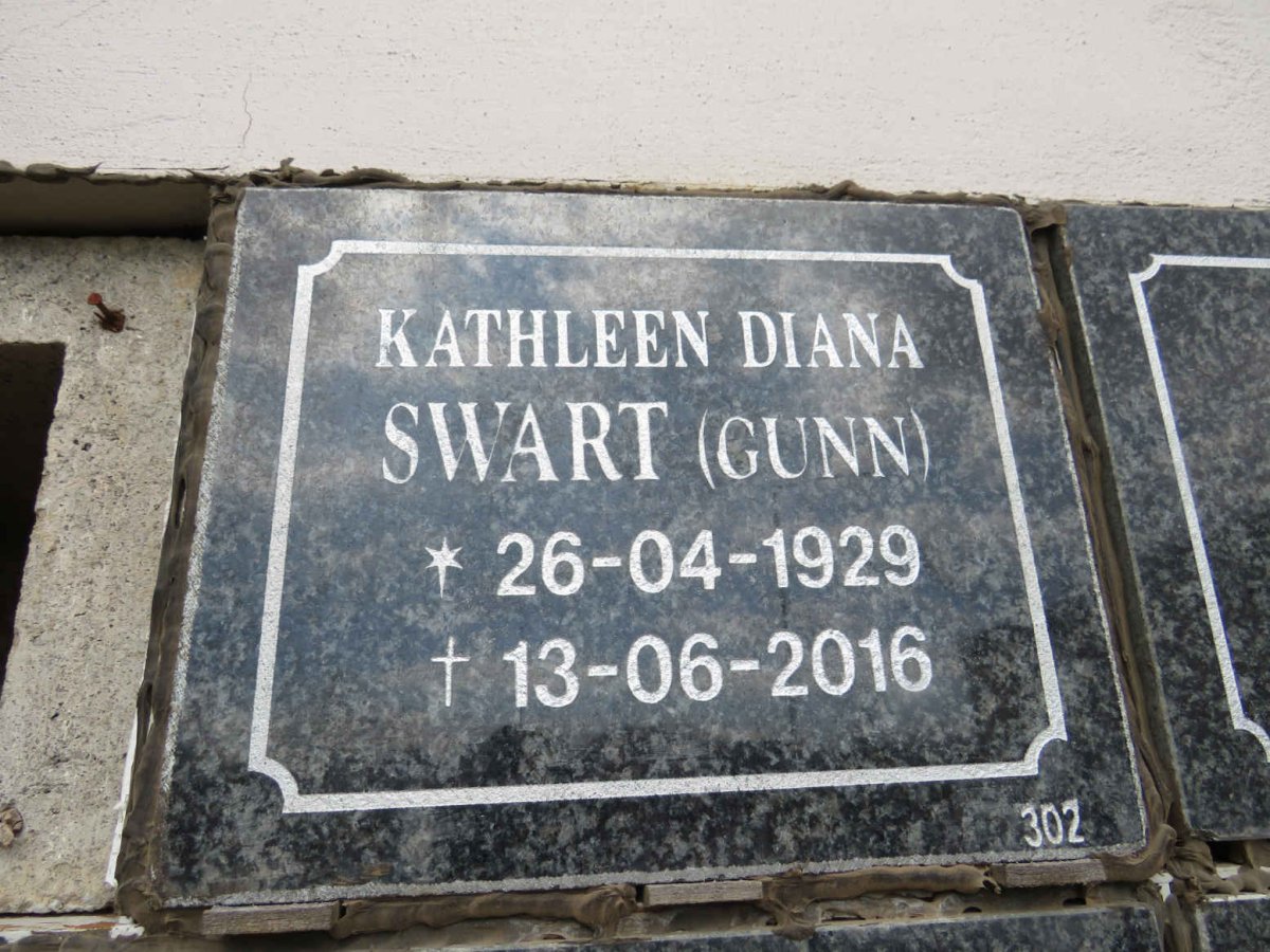 SWART Kathleen Diana nee GUNN 1929-2016