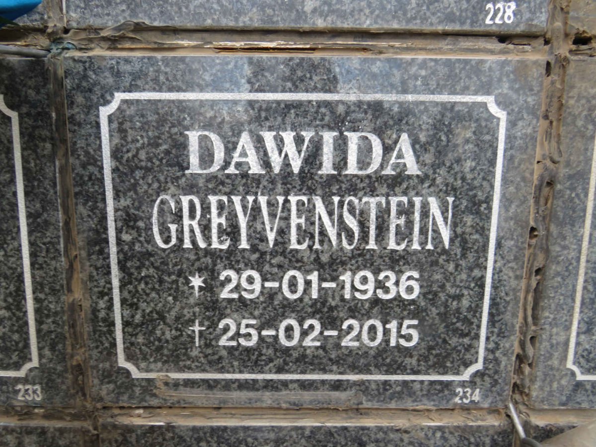 GREYVENSTEIN Dawida 1936-2015