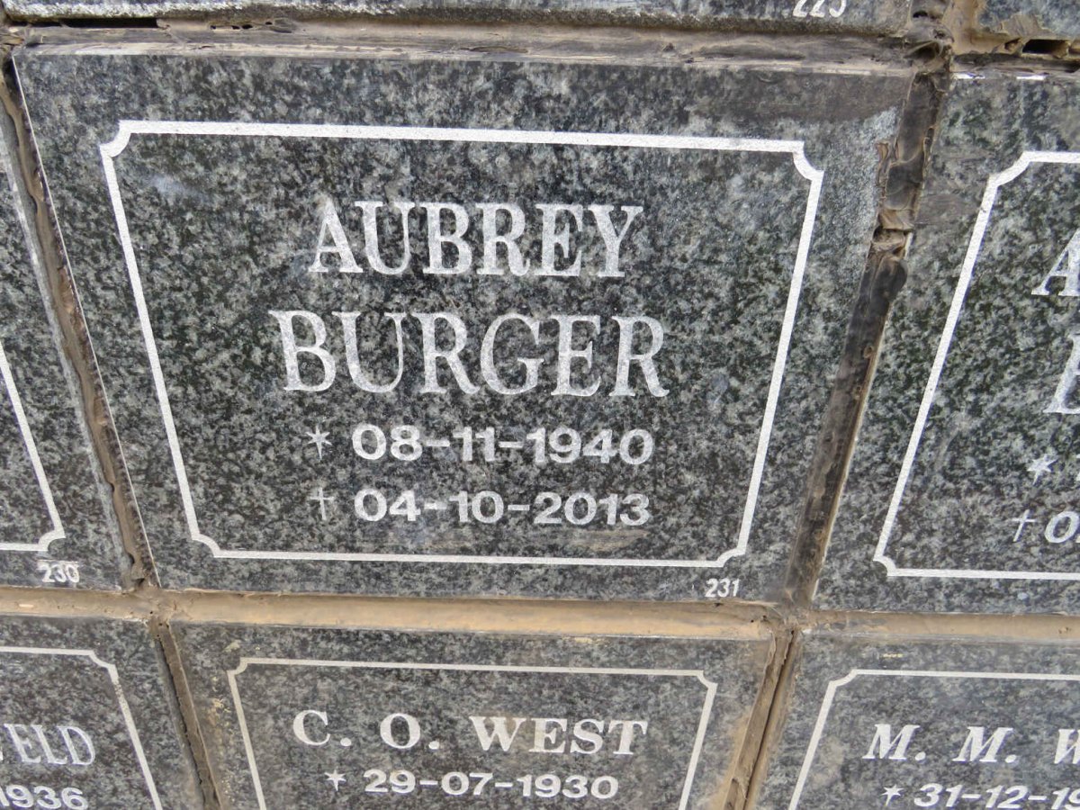 BURGER Aubrey 1940-2013