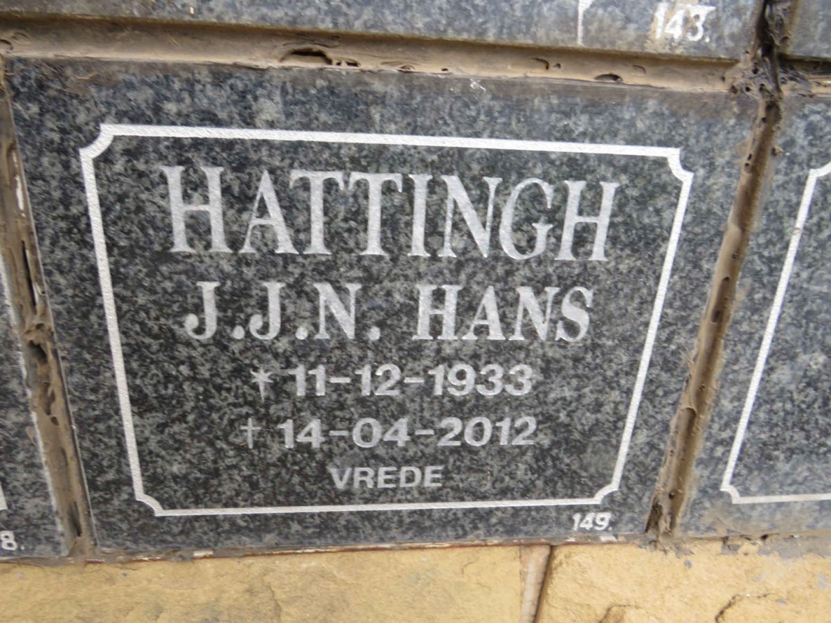 HATTINGH J.J.N. 1933-2012