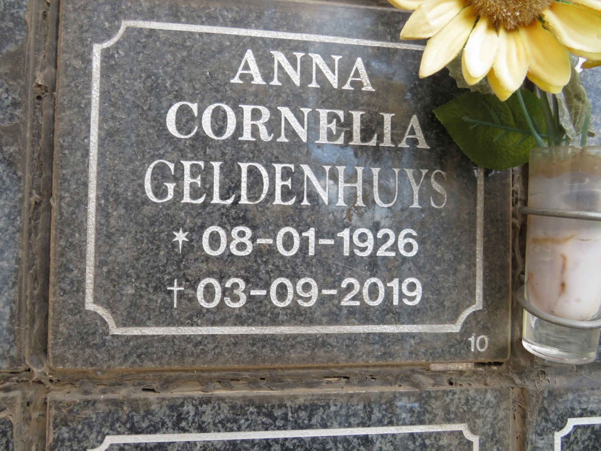 GELDENHUYS Anna Cornelia 1926-2019