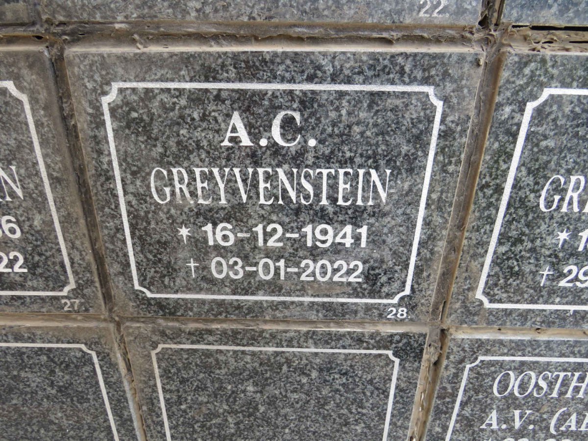 GREYVENSTEIN A.C. 1941-2022