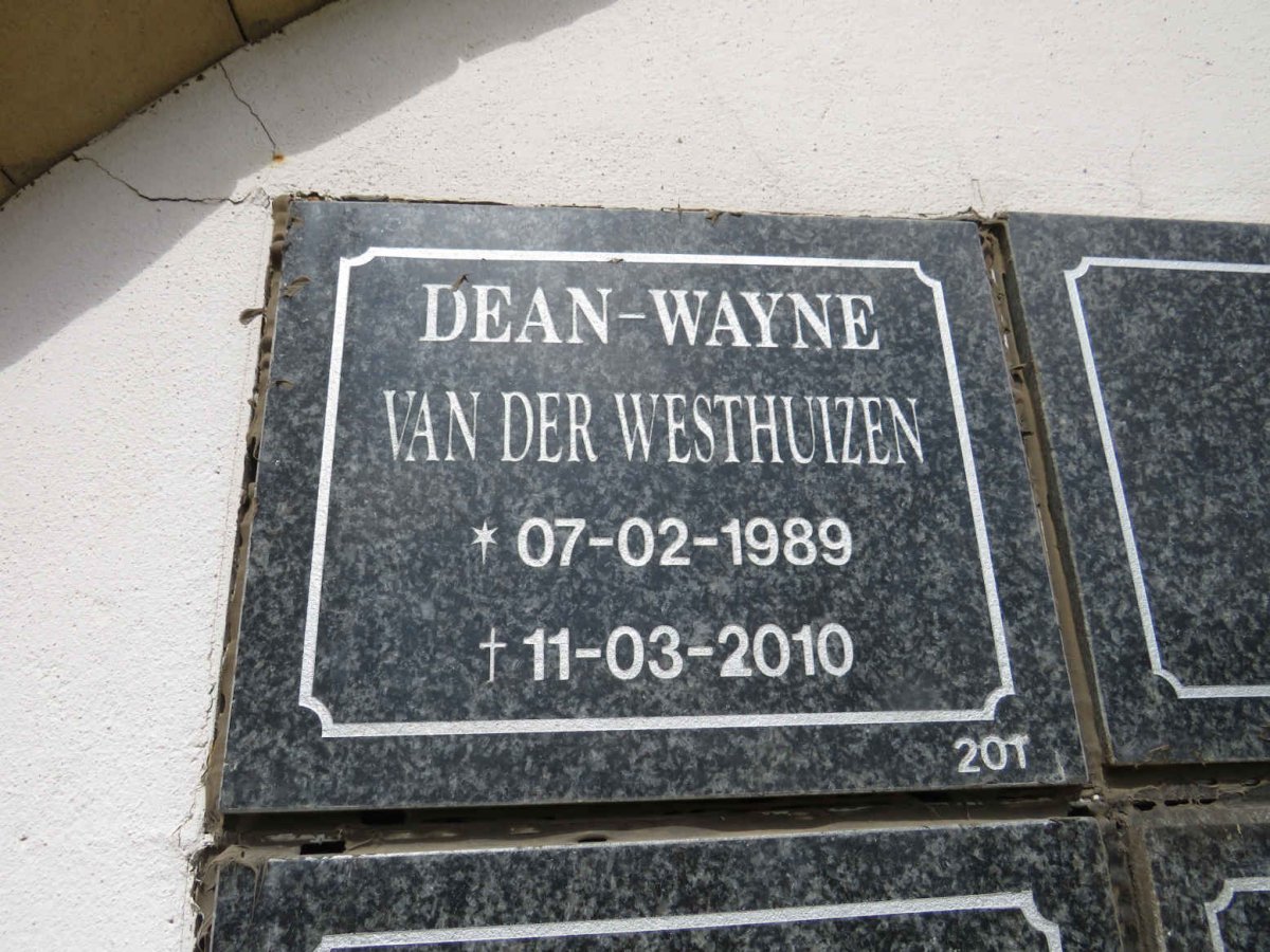WESTHUIZEN Dean-Wayne, van der 1989-2010