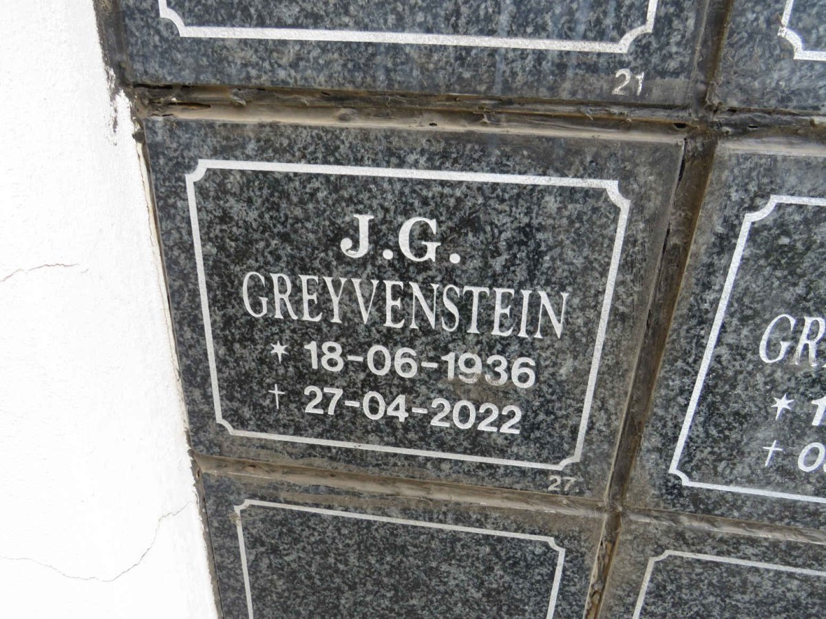 GREYVENSTEIN J.G. 1936-2022