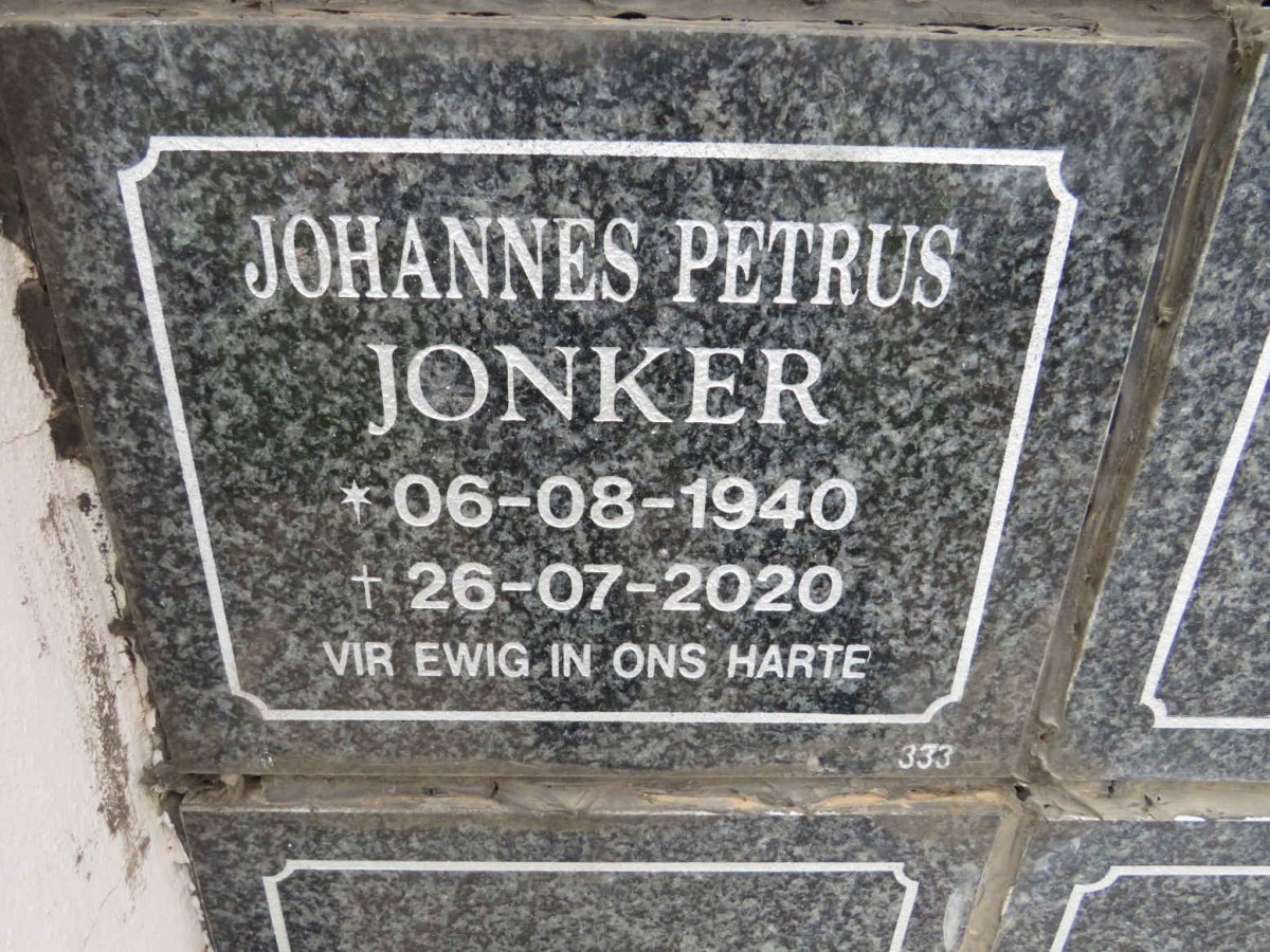 JONKER Johannes Petrus 1940-2020