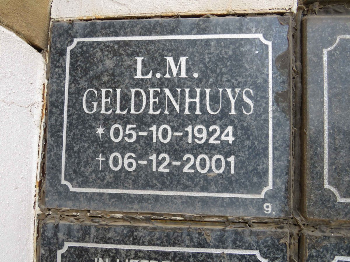 GELDENHUYS L.M. 1924-2001