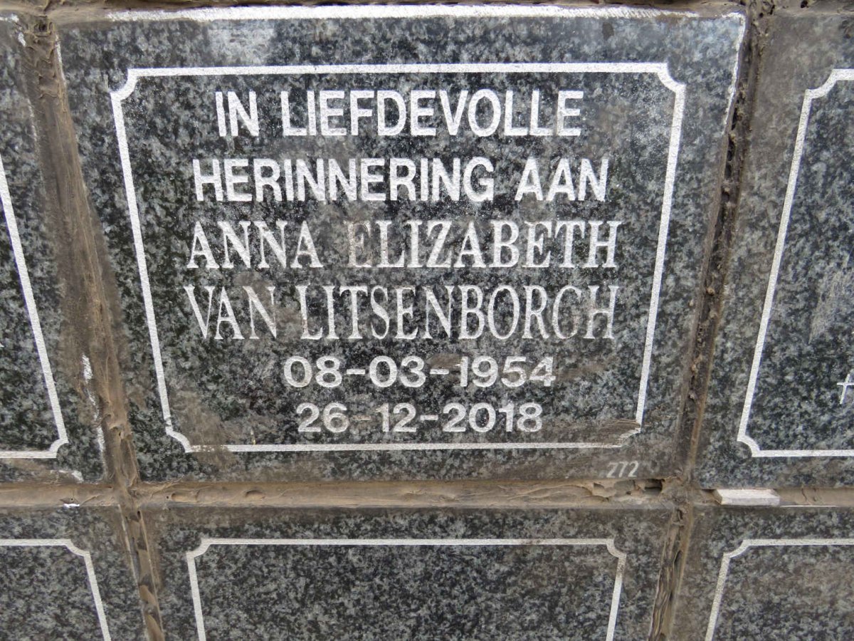 LITSENBORGH Anna Elizabeth, van 1954-2018