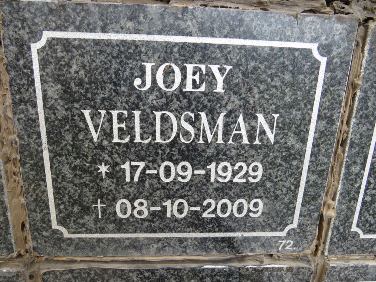 VELDSMAN Joey 1929-2009