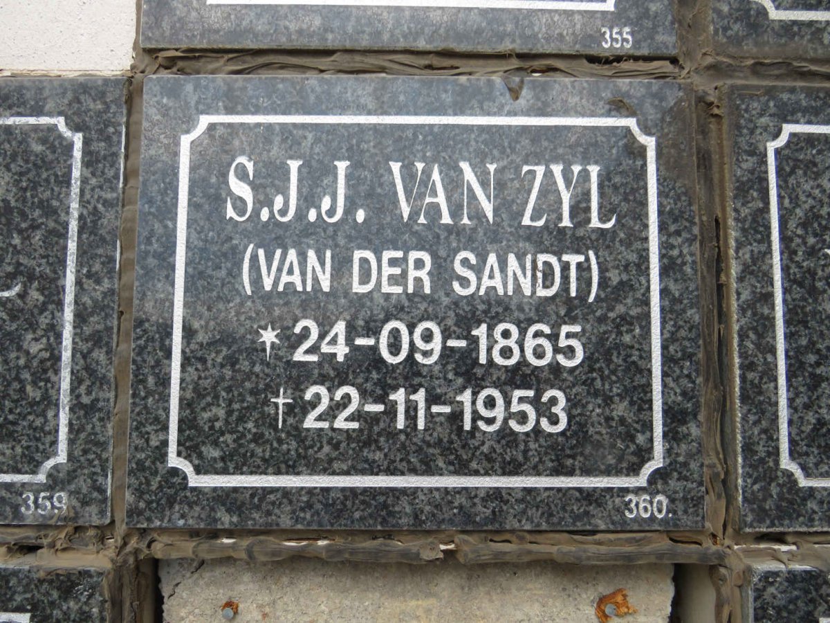 ZYL S.S.J., van nee VAN DER SANDT 1865-1953