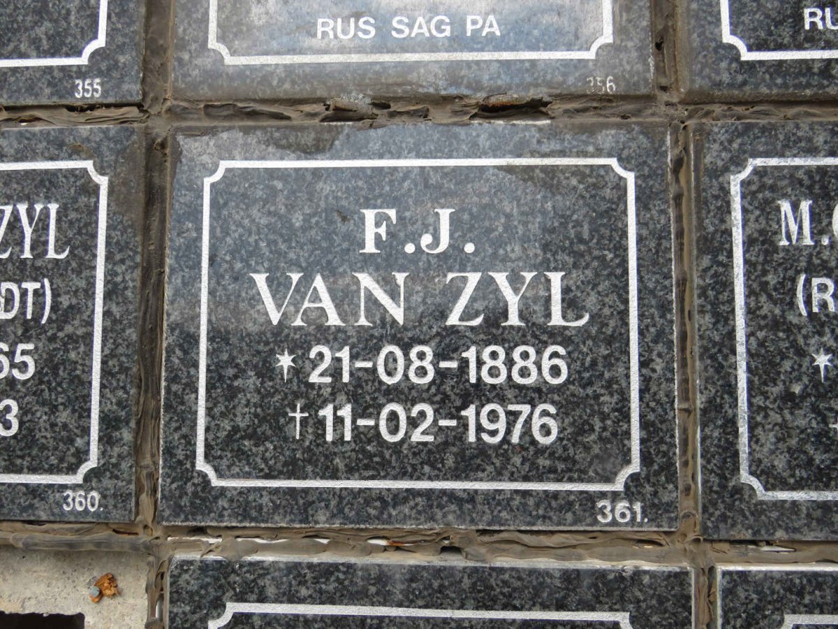 ZYL F.J., van 1886-1976