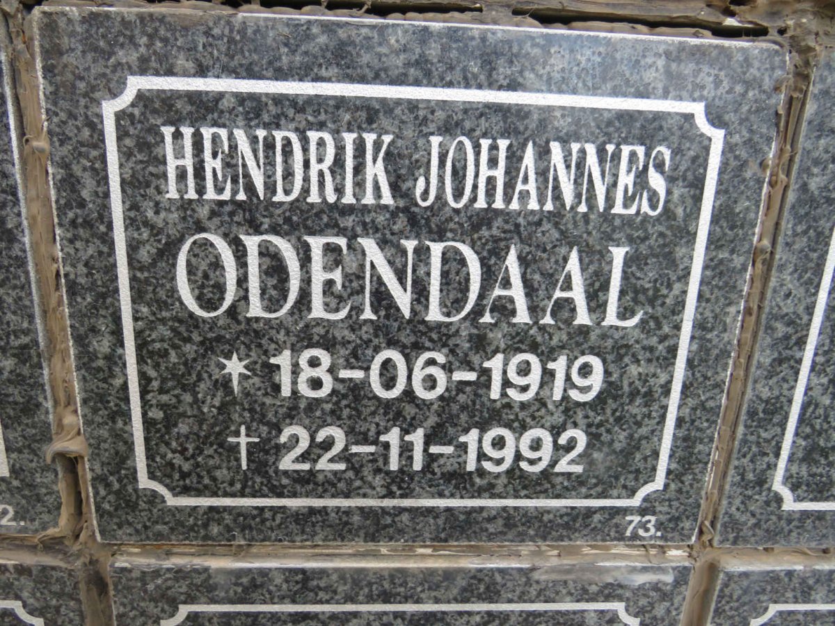 ODENDAAL Hendrik Johannes 1919-1992