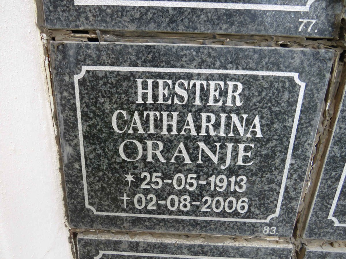 ORANJE Hester Catharina 1913-2006