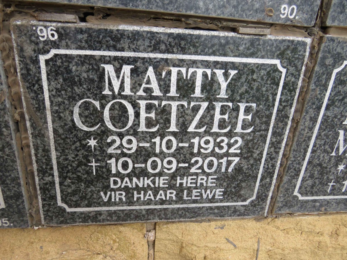 COETZEE Matty 1932-2017