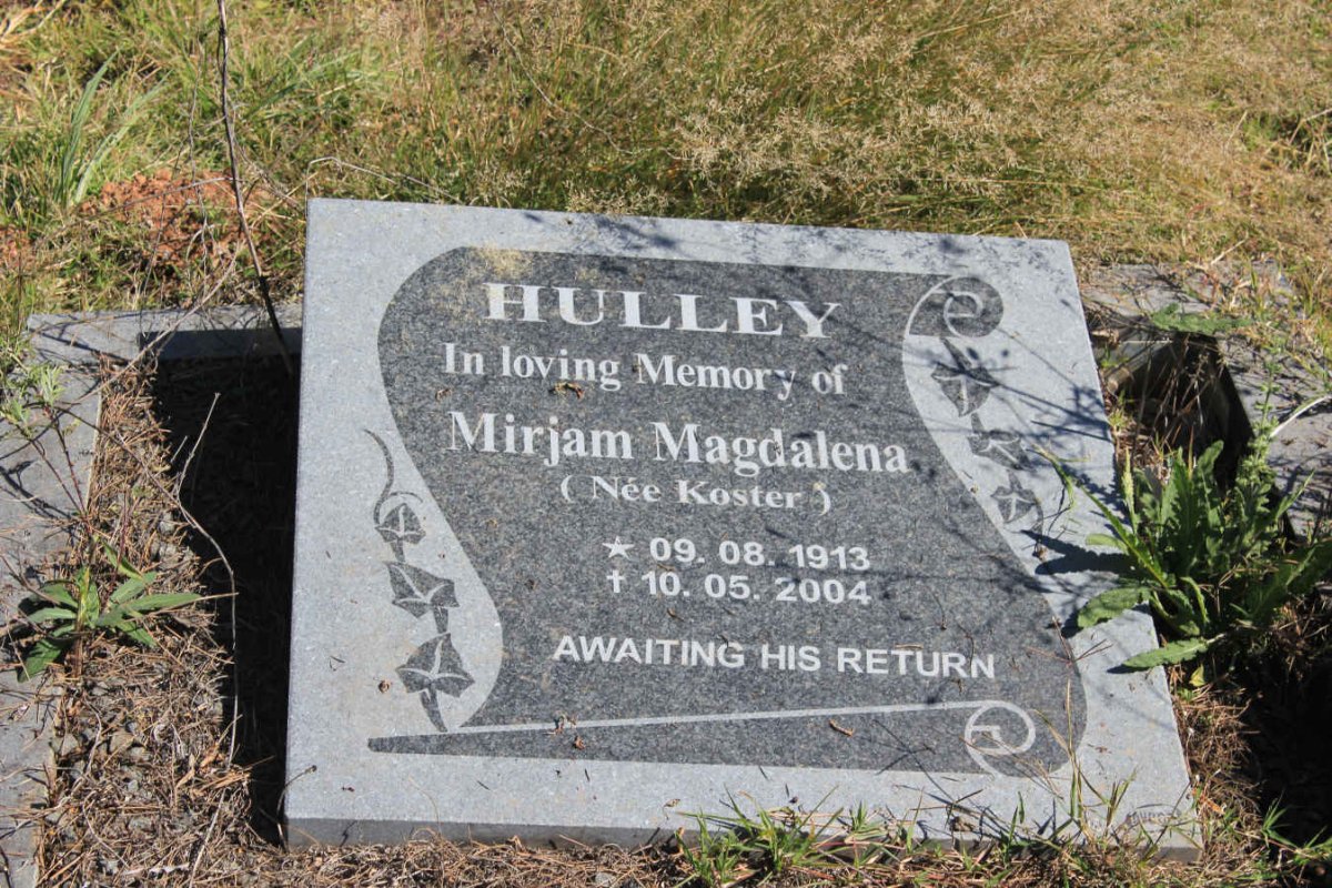 HULLEY Mirjam Magdalena nee KOSTER 1913-2004