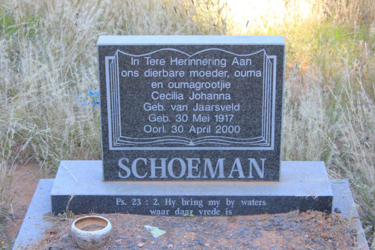 SCHOEMAN Cecilia Johanna nee VAN JAARSVELD 1917-2000
