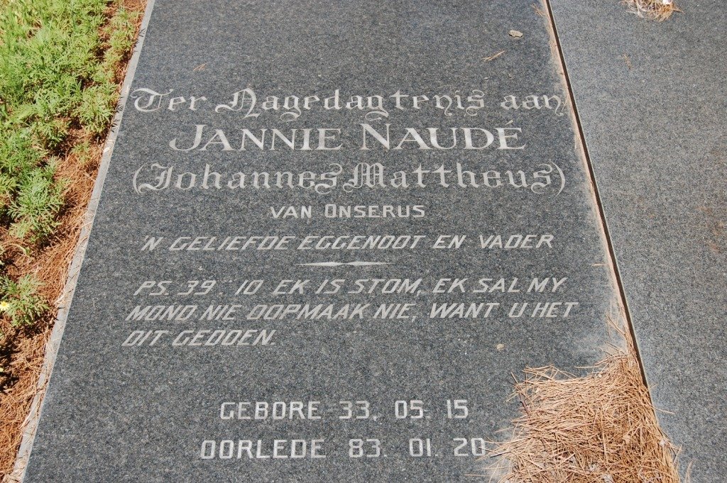 NAUDE Johannes Mattheus 1933-1983