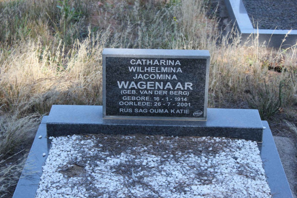 WAGENAAR Catharina Wilhelmina Jacomina nee VAN DER BERG 1914-2001