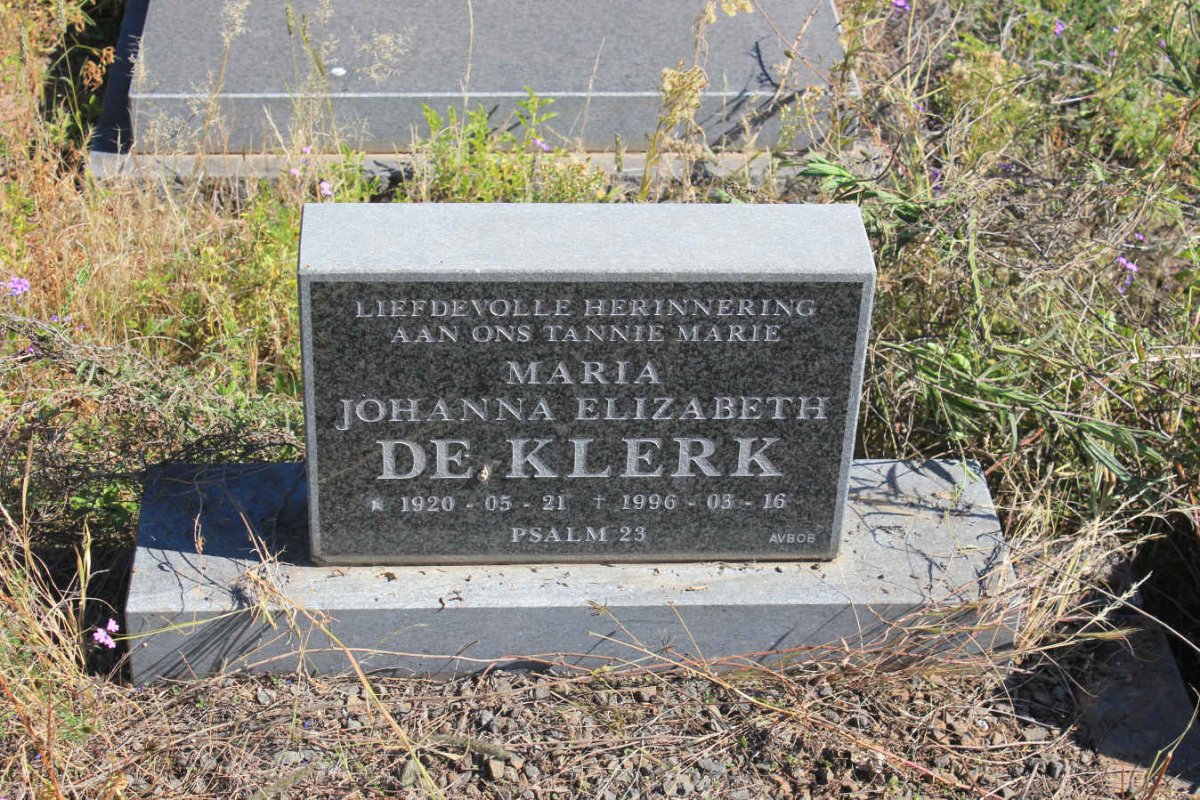 KLERK Maria Johanna Elizabeth, de 1920-1996