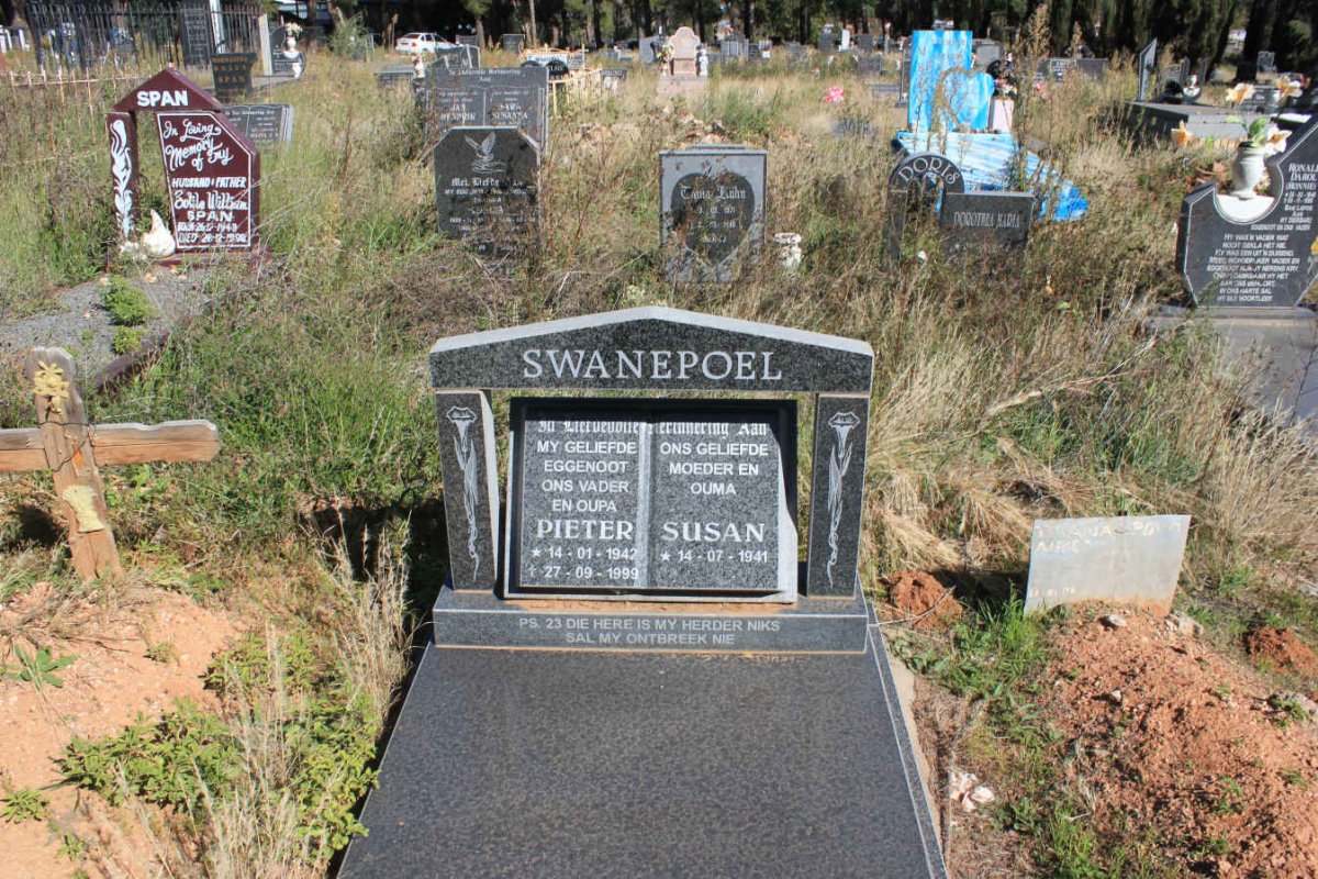 SWANEPOEL Pieter 1942-1999 &amp; Susan 1941-