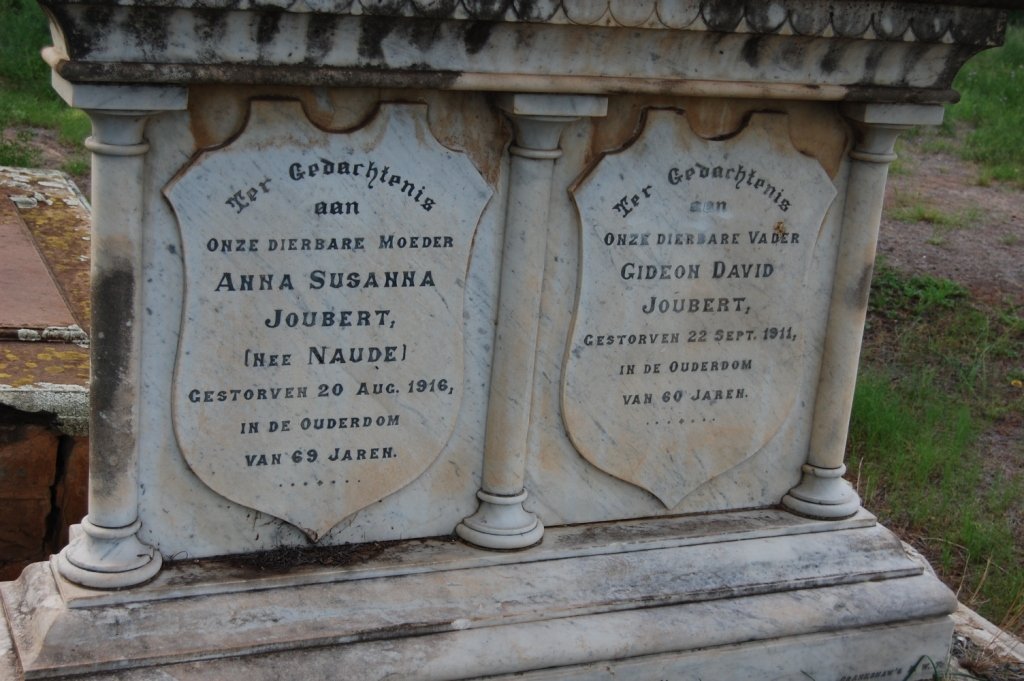 JOUBERT Gideon David -1911 &amp; Anna Susanna NAUDE -1916